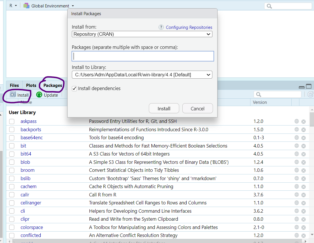 Paquetes en RStudio